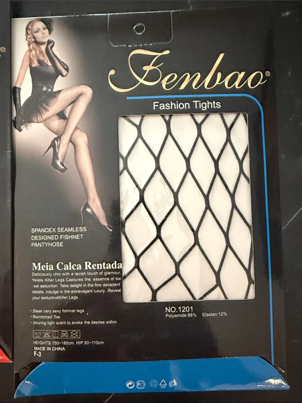 Fenbao Fashion Tights - Black Fishnet (Pack of 2)